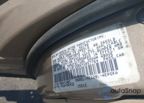 2000 Toyota Avalon Xls from USA, damaged, VIN 4T1BF28B6YU057764